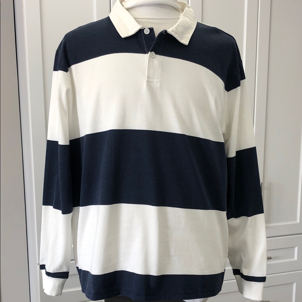Mountain Ridge Men’s Navy & White Classic Rugby Polo | XXL